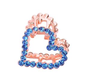 2 Pcs Rhinestone Hair Claw Clips Small Jaw Clips Bling Metal Hair Clamp, Heart-2