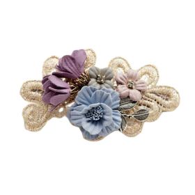 Sky Blue Womens Cloth Artificial Flower Hair Clip Handmade Hair Barrettes