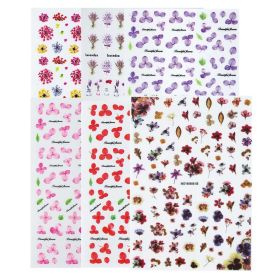 6 Sheets Self-Adhesive Multicolor Flowers Nail Stickers DIY Nail Art Decals Decorations Nail Decals