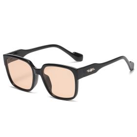 Women Sunglasses Fashion Square Sunglass Oversized Frame Sun Glasses Retro Men UV400 Gradients Shades for Couple Eyewear (Lens Color: black tea)