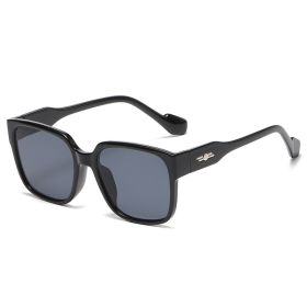 Women Sunglasses Fashion Square Sunglass Oversized Frame Sun Glasses Retro Men UV400 Gradients Shades for Couple Eyewear (Lens Color: black black)