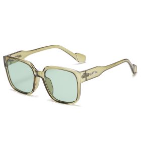 Women Sunglasses Fashion Square Sunglass Oversized Frame Sun Glasses Retro Men UV400 Gradients Shades for Couple Eyewear (Lens Color: green clear)