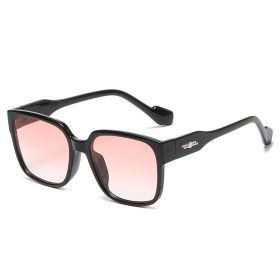 Women Sunglasses Fashion Square Sunglass Oversized Frame Sun Glasses Retro Men UV400 Gradients Shades for Couple Eyewear (Lens Color: black pink)