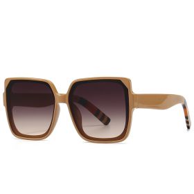 Retro Square Women Luxury Sunglasses Fashion Brand Designer Shades UV400 Men Large Frame Gradients Sun Glasses (Lens Color: dark brown)