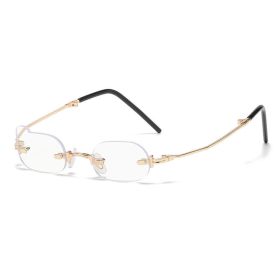 Women Sunglasses Fashion Rimless Sunglass Personality Small Frame Sun Glasses Retro Men Foldable UV400 Yellow Shades Eyewear (Lens Color: clear)