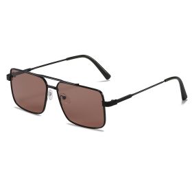 Women Sunglasses Fashion Suqare Sunglass Double Bridge Sun Glasses Retro Men UV400 Gradients Shades Driving Eyewear (Lens Color: black tea)