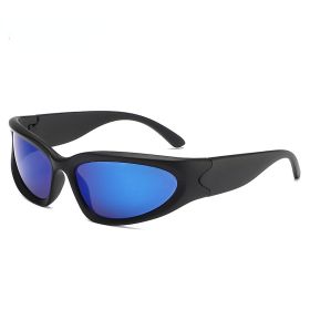 Fashion Riding Cycling Sunglasses Sports Bicycle Glasses Goggles Mountain Bike Glasses Men's Women Outdoor Lens UV400 Eyewear (Lens Color: black blue)