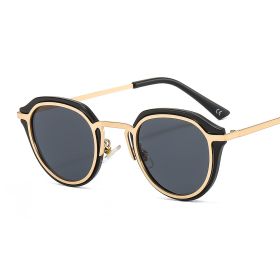 Fashion Round Sunglasses Women Leopard Sunglass Vintage Ocean Lens Sun Glass Men Luxury Design Eyewear UV400 Gradient Shades (Lens Color: black gray)