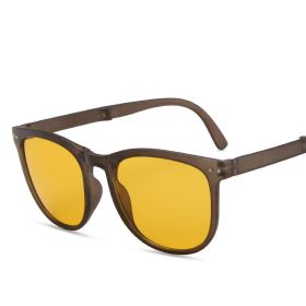 Fashion 2020 Portable Folding Sunglasses Women Vintage Eyewear for Men Polarized Glasses Female Designer Lentes De Sol Mujer (Lens Color: gray yellow-)