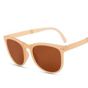 Fashion 2020 Portable Folding Sunglasses Women Vintage Eyewear for Men Polarized Glasses Female Designer Lentes De Sol Mujer (Lens Color: brown brown-)