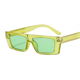 Fashonrectangle Sunglasses Women Mental Decoration Sunglass Vintage Sun Glass Men Luxury Brand Eyewear UV400 Gradient Shade (Lens Color: green green)