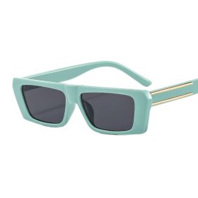 Fashonrectangle Sunglasses Women Mental Decoration Sunglass Vintage Sun Glass Men Luxury Brand Eyewear UV400 Gradient Shade (Lens Color: light green gray)