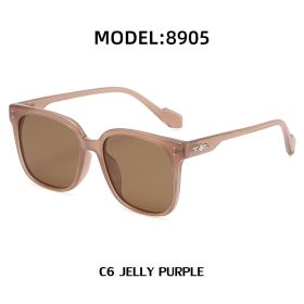 Fashion Square Polarized Sunglasses Women Oversized Sunglass Vintage Sun Glass Men Brand Design Eyewear UV400 Dark Green Shades (Lens Color: jelly purple)