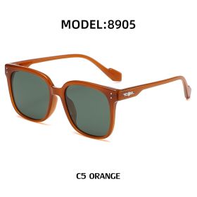 Fashion Square Polarized Sunglasses Women Oversized Sunglass Vintage Sun Glass Men Brand Design Eyewear UV400 Dark Green Shades (Lens Color: orange green)