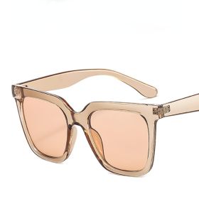 Fashion Square Sunglasses Women Oversized Glasses Retro Sunglass Men Luxury Designer Eyewear UV400 Sun Glass Black Brown Shades (Lens Color: champagne)