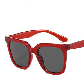 Fashion Square Sunglasses Women Oversized Glasses Retro Sunglass Men Luxury Designer Eyewear UV400 Sun Glass Black Brown Shades (Lens Color: red black)