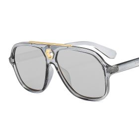 Fashion Pilot Sunglasses Women One Piece Sunglass Vintage Oversized Sun Glass Men Driving Eyewear UV400 Gradient Brown Shades (Lens Color: gray silver)