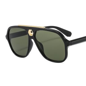 Fashion Pilot Sunglasses Women One Piece Sunglass Vintage Oversized Sun Glass Men Driving Eyewear UV400 Gradient Brown Shades (Lens Color: black green)