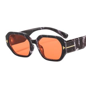 Fashion Square Sunglasses Women Rectangle Sunglass Vintage Sun Glass Men Brand Design Eyewear UV400 Gradient Brown Shades (Lens Color: marble orange)