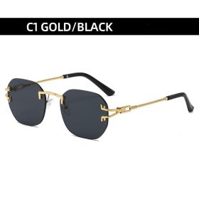 Fashion Riless Sunglasses Women Square Glasses Retro Sunglass Men Luxury Designer Eyewear UV400 Sun Glass Gradient Brown Shades (Lens Color: gold black)