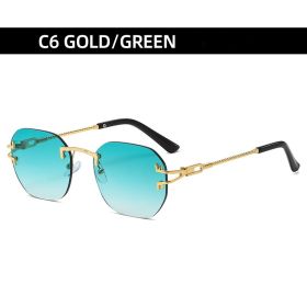 Fashion Riless Sunglasses Women Square Glasses Retro Sunglass Men Luxury Designer Eyewear UV400 Sun Glass Gradient Brown Shades (Lens Color: gold green)