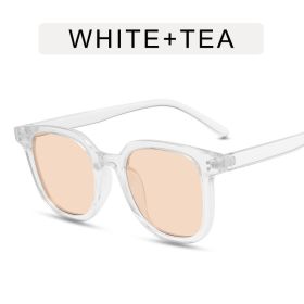 Fashion Square Sunglasses Women Rivets Oversized Sunglass Vintage Sun Glass Men Driving Eyewear UV400 Green Yellow Shades (Lens Color: beige tea)