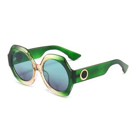 Fashion Polygonal Colour Blocking Sunglasses Women Sunglass Vintage Sun Glass Men Brand Designer Eyewear UV400 Gradient Shades (Lens Color: green blue)