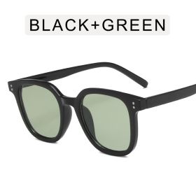 Fashion Square Sunglasses Women Rivets Oversized Sunglass Vintage Sun Glass Men Driving Eyewear UV400 Green Yellow Shades (Lens Color: black green)