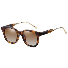 Fashion Square Polarized Sunglasses Men Sunglass Vintage Sun Glass Male Luxury Brand Design Eyewear UV400 Gradient Driving Shade (Lens Color: leopard brown)