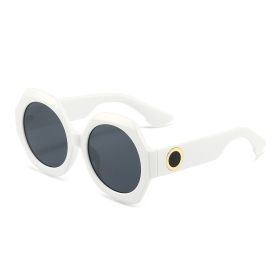 Fashion Polygonal Colour Blocking Sunglasses Women Sunglass Vintage Sun Glass Men Brand Designer Eyewear UV400 Gradient Shades (Lens Color: white gray)