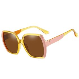 Oversized Square Colorful Sunglasses Women Sunglass Vintage Sun Glass Men Luxury Brand Design Eyewear UV400 Gradient Shades (Lens Color: yellow pink tea)