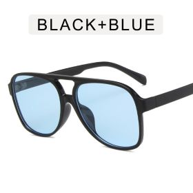 Fashion Double Bridge Pilot Sunglasses Women Sunglass Vintage Sun Glass Men Luxury Brand Design Eyewear UV400 Gradient Shades (Lens Color: black blue)