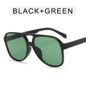 Fashion Double Bridge Pilot Sunglasses Women Sunglass Vintage Sun Glass Men Luxury Brand Design Eyewear UV400 Gradient Shades (Lens Color: black green)