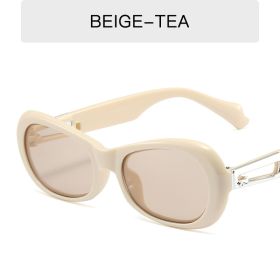 Fashion Oval Sunglasses Women Jelly Color Glasses Retro Sunglass Men Luxury Designer Eyewear UV400 Sun Glass Black Brown Shades (Lens Color: beige tea)