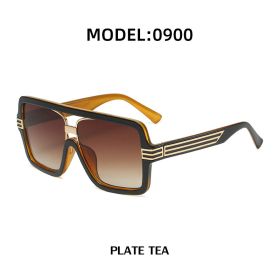 Fashion Square Sunglasses Women Ovrsized Sunglass Vintage Sun Glass Men Brand Design Eyewear UV400 Gradient Gray Shades (Lens Color: plate tea)