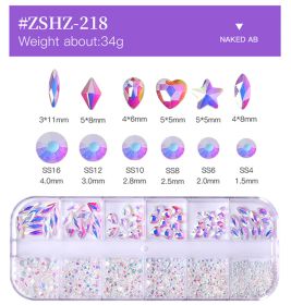 1 Box Different Shape Nail Stones 3D DIY Nail Art Crystal  Diamond Decoration Rhinestone (Color: #ZSHZ-218)