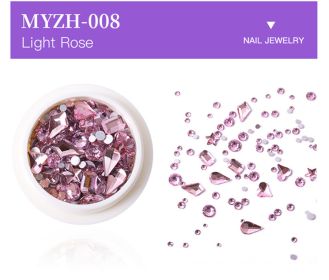 1Box Crystal Clear Mixed Design Nail Back Flat Rhinestone Crystal Glass Stone Jewelry (Color: MYZH-008)