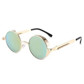 Classic Gothic Steampunk Sunglasses Luxury Brand Designer High Quality Men and Women Retro Round Metal Frame Sunglasses UV400 (Frame Color: Glasses, Lenses Color: Color-27)