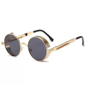 Classic Gothic Steampunk Sunglasses Luxury Brand Designer High Quality Men and Women Retro Round Metal Frame Sunglasses UV400 (Frame Color: Glasses, Lenses Color: Color-2)