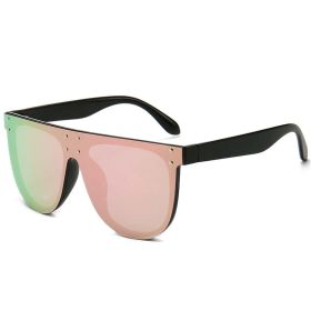 Silver Mirror womens sunglasses brand designer Vintage Sun Glasses Men Luxury Oversized Square Shades UV400 Glam Big Eyewear (Frame Color: As Picture, Lenses Color: C4 Pink Black Leg)