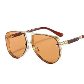 2023 New Hollow Pattern Oval Sunglasses Men Women Luxury Trend Brand Designer Metal Alloy Frame Gradients Lens conspicuous Pilot (Lenses Color: C3)